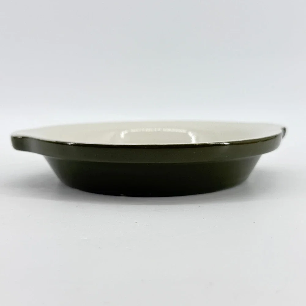 Hall Ceramic Baking Dish 513 Unisex Green White Vintage Tab Handle Stoneware